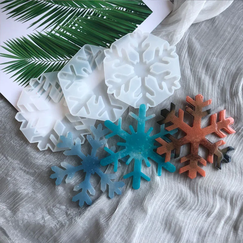 Christmas Snowflake Cup Pad Epoxy Resin Silicone Mold DIY Pendant Casting Mold For Resin Jewelry Craft Making Home Decoration