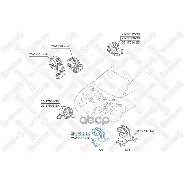 25-17510-Sx_подушка Двигателя Левая! Mitsubishi Galant Ea 1996-2003 Stellox 2517510sx Stellox арт. 2517510SX