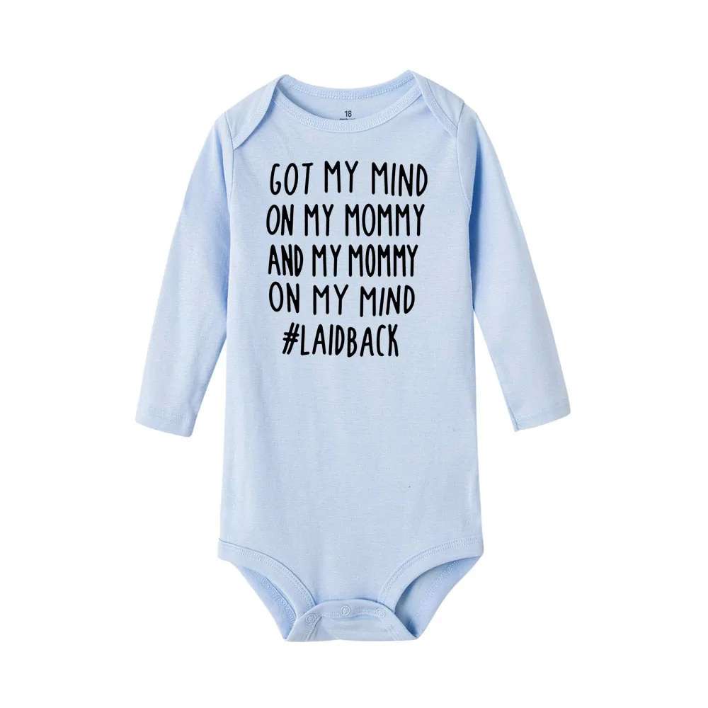 Got My Mind on My Mommy and My Mommy on My Mind забавные детские Боди с длинным рукавом боди для малыша Ropa костюм для подвижных игр одежда - Color: RC76-LRPLB-