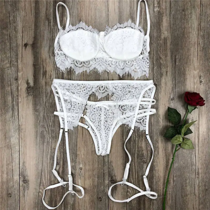 Lace Transparent Lingerie Sexy Hot Erotic Women's Underwear Mujer Lenceria Sexy Costumes Sleepwear See Through Sex Babdoll - Цвет: White