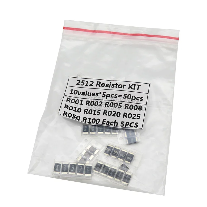 50PCS Alloy resistance 2512 SMD Resistor Samples kit 10 kindsX5pcs=50pcs R001 R002 R005 R008 R010 R015 R020 R025 R050 R100 | Электронные