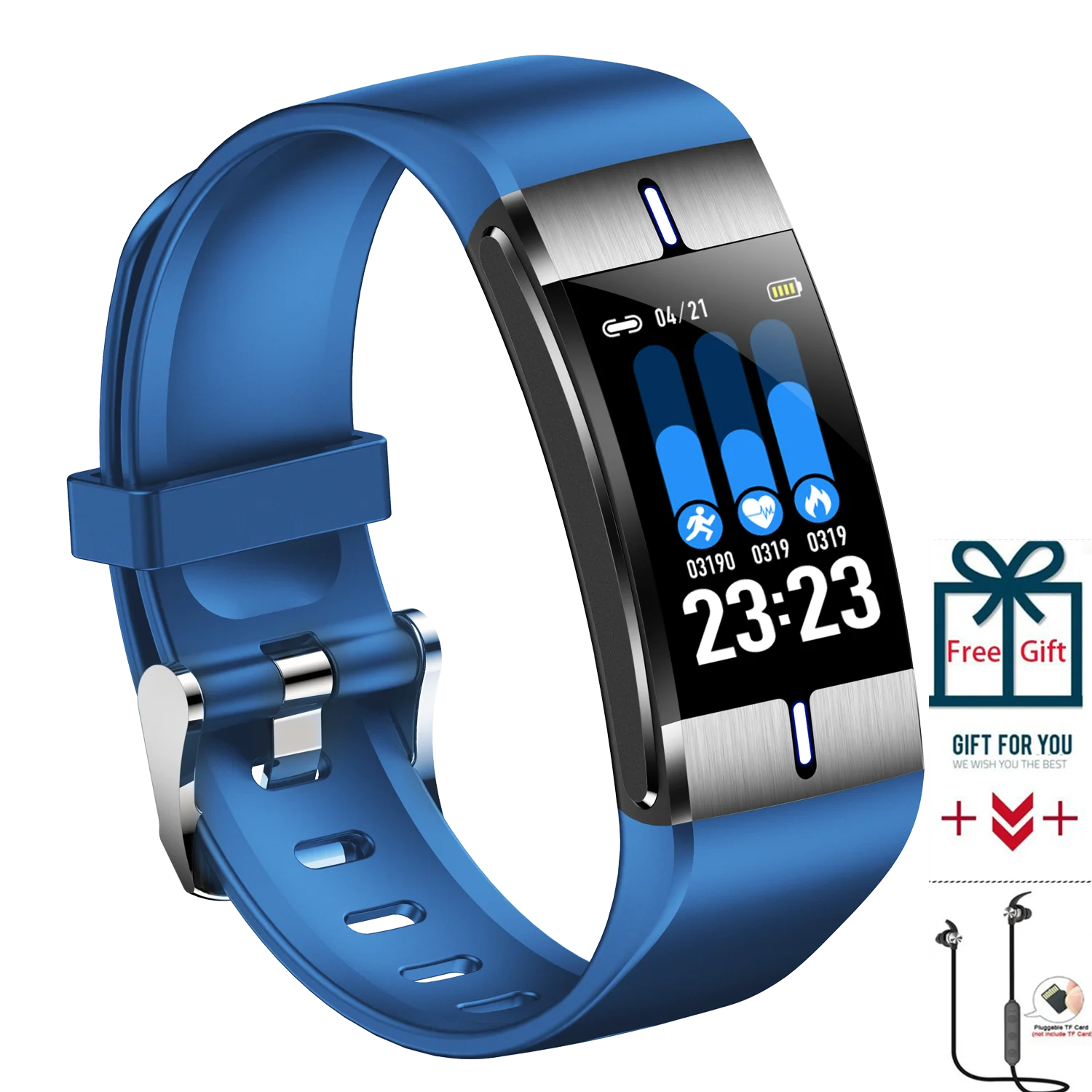 Blue Bluetooth Смарт-часы для тела, жира, сердечного ритма, кровяного давления, монитор погоды, браслет для фитнеса, мульти спортивные режимы, браслет - Цвет: Blue