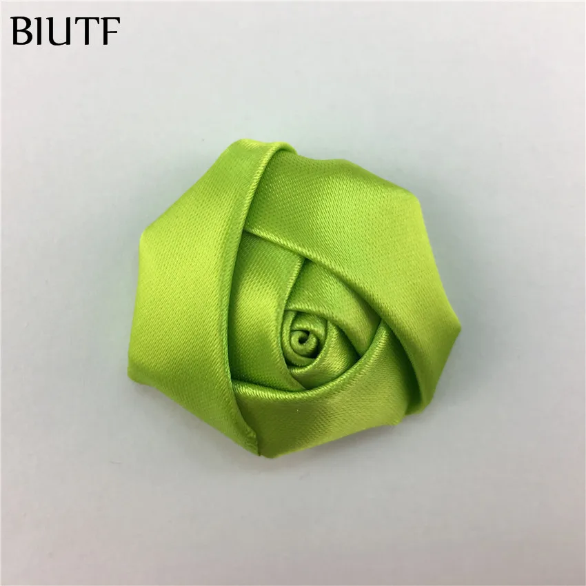 apple green 10 шт./лот 4 см свернутый атласный цветок бутон розы с зажимом для волос детский головной убор свадебный букет Декор-брошь 40 цветов TH06 - Цвет: apple green