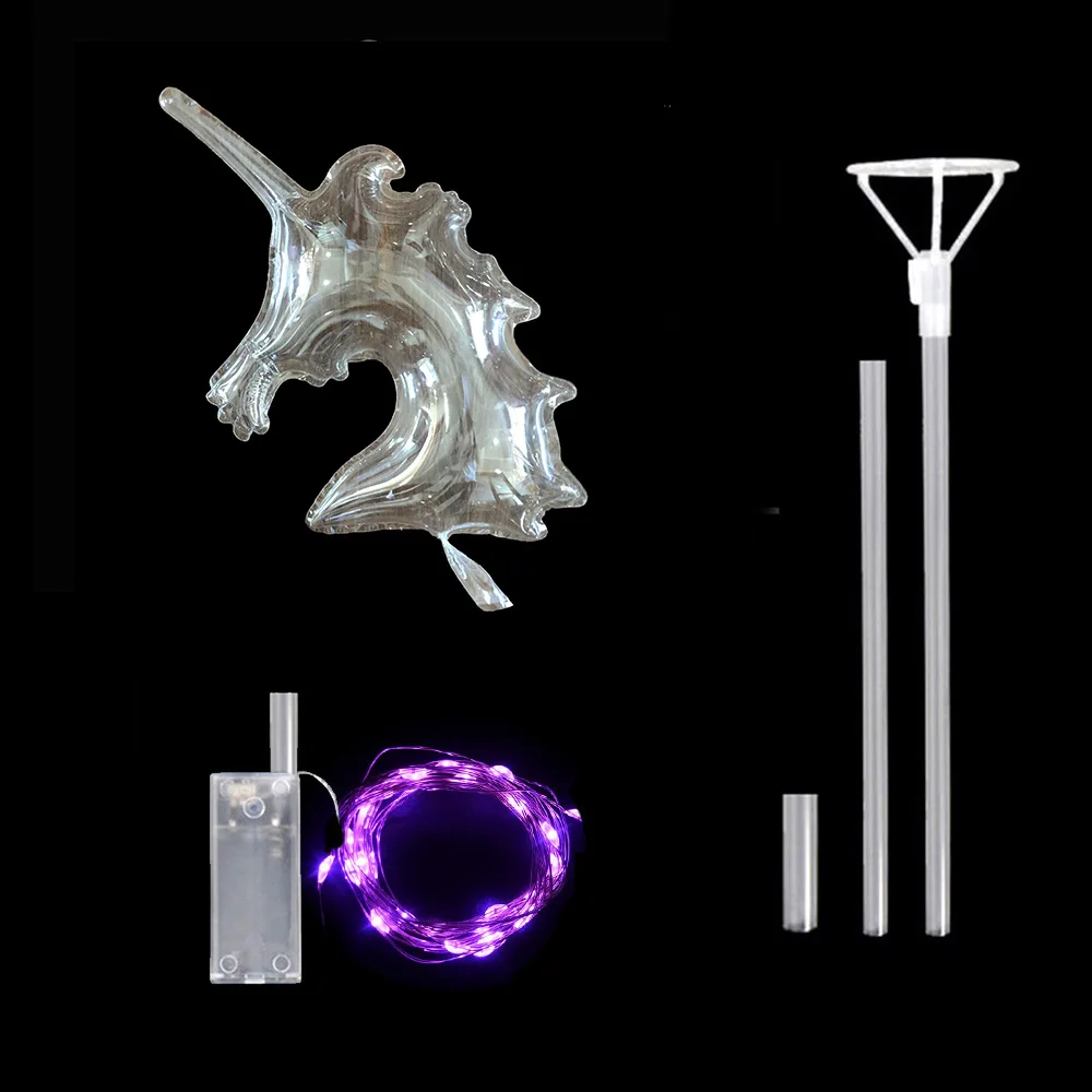 pink unicorn 20 дюймов Единорог/звезды/Сердце/круглая форма светящиеся воздушные шары Bobo с палочками принадлежности для дня рождения прозрачный СВЕТОДИОДНЫЙ светильник Bobo Ballons - Цвет: pink unicorn