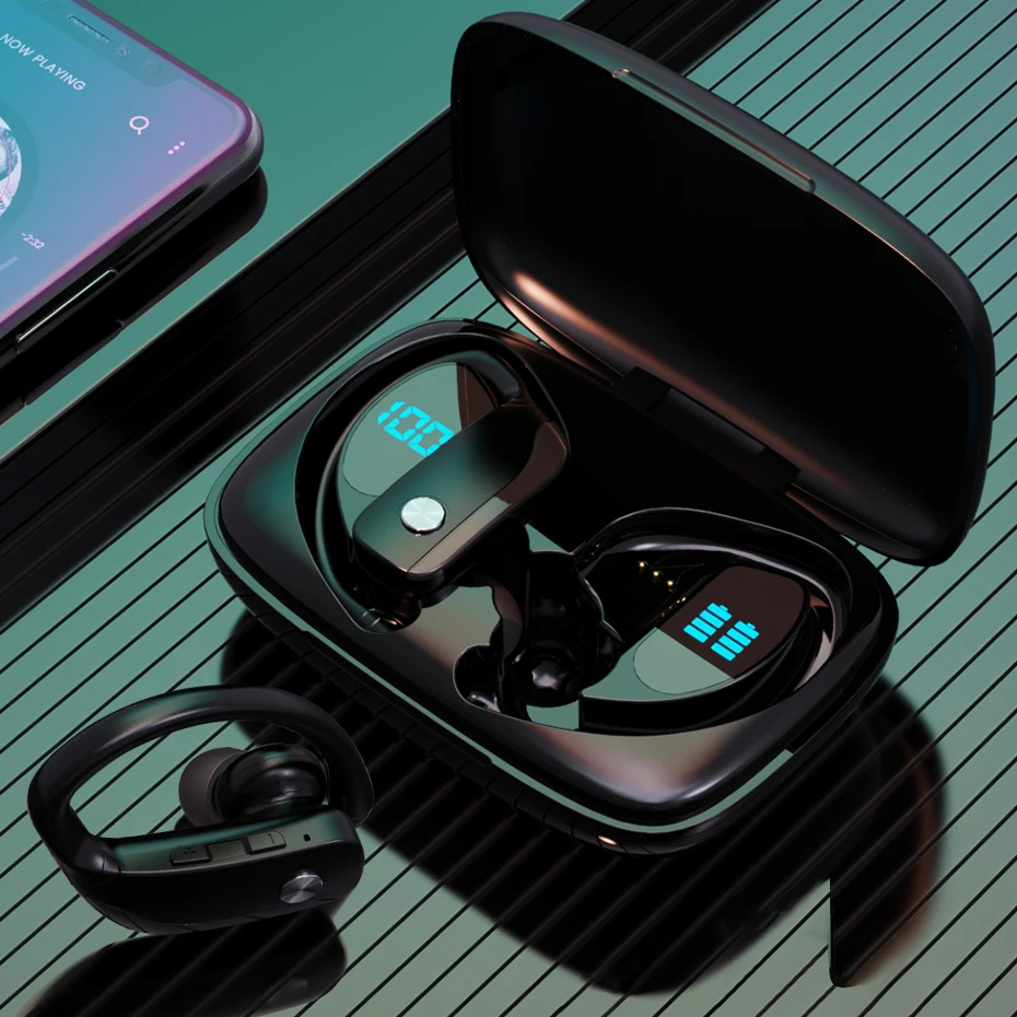 Earphones Wireless Headsets-Charging-Box Led-Display Bluetooth V5.1 Sports Waterproof