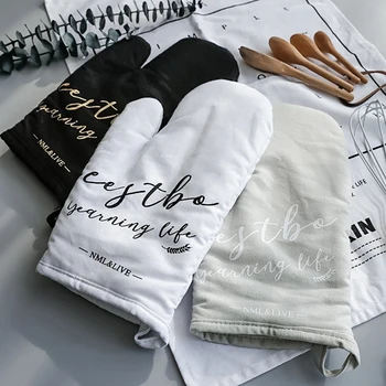 

1Pc Cotton Oven Glove Heatproof Mitten Kitchen Cooking Microwave Oven Mitt Insulated Non-slip Glove Thickening
