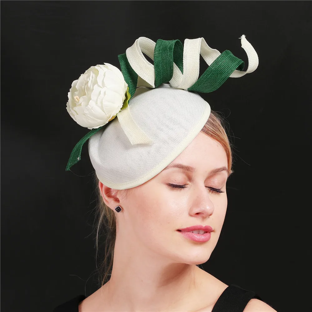 Дамские шляпки millinery цвета слоновой кости, украшенные цветами, вуалетки для волос, свадебные женские элегантные великолепные головные уборы с петлями, головной убор, повязка на голову