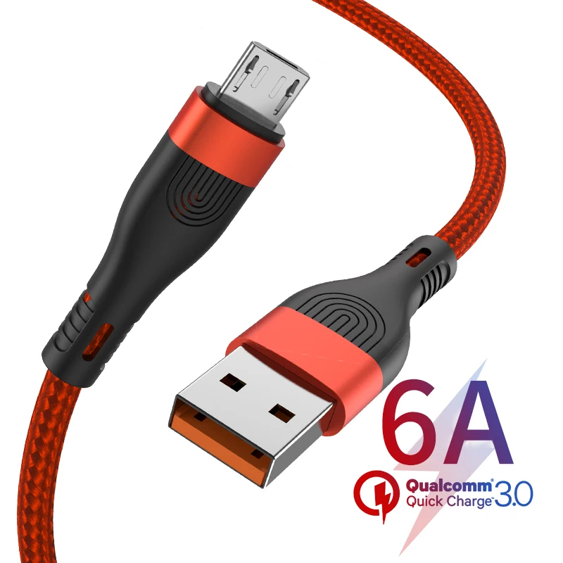 Кабель Micro USB для быстрой зарядки Xiaomi redmi 9A, Samsung S7, Andriod, мышь, PS4, геймпад, нейлоновый плетеный кабель