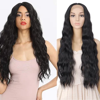 

DIANQI 28 inch synthetic lace front wig black wavy black lace wigs for long hair afro female wig