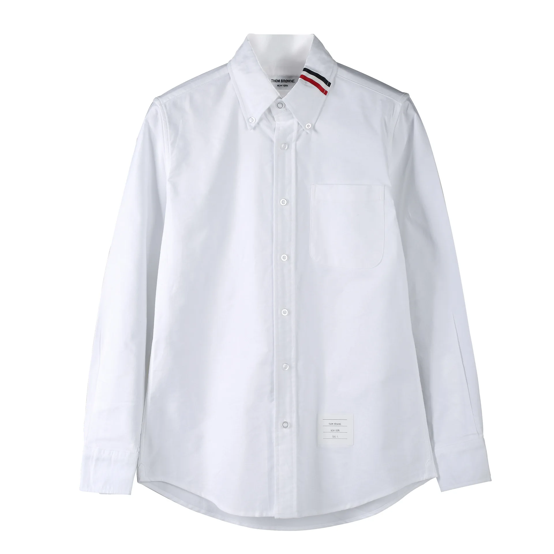 Модные TB солнцезащитные очки THOM брендовые рубашки Для мужчин Slim Fit Белая Повседневная рубашка с длинным рукавом и отложным воротником однотонная оксфордская Мужская одежда