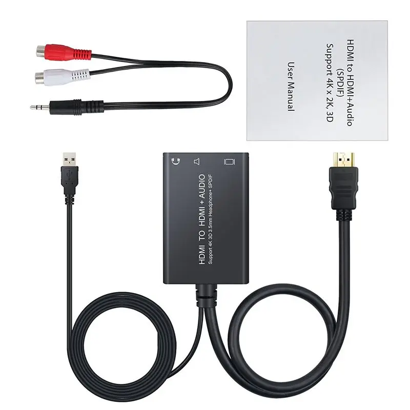 

4K HDMI Audio Extractor HDMI to HDMI and Optical TOSLINK SPDIF+3.5mm Stereo Audio Extractor Splitter HDCP 1.4 DAC Digital to Ana