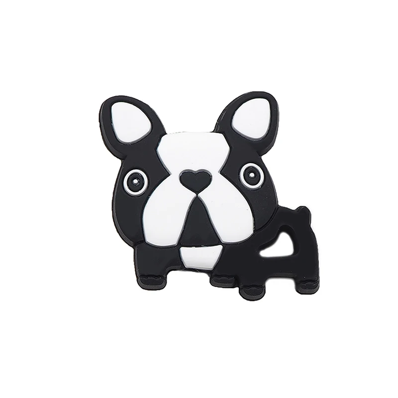 Dog Black Chenkai 10 шт Силиконовые Бусины DIY Единорог звезда Пингвин енот коала Фламинго лиса ребенок прорезывание зубов сенсорные ювелирные изделия мультфильм бусины - Цвет: Dog Black