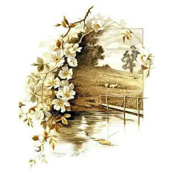 

5d diamond painting cross stitch Rural landscape Canvas diamond embroidery flowers full drill square round mosaic picture set