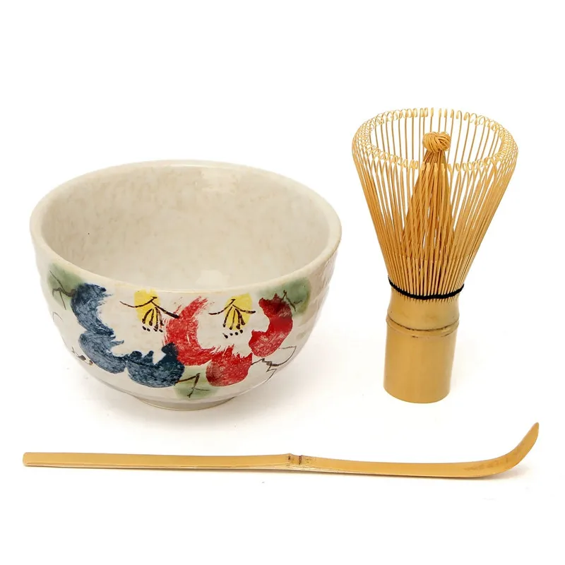 Retro 3in1 Bamboo Chasen Matcha Whisk Chashaku Tea Scoop Matcha Bowl Ceramic Tea Bowl Home Kitchen Tools Set Accessories