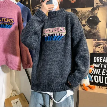 

UYUK2019 Winter Wear New Embroidered Monotheque Knitwear Style Casual Men's Turtleneck Sweater Hombre Homme Clothes