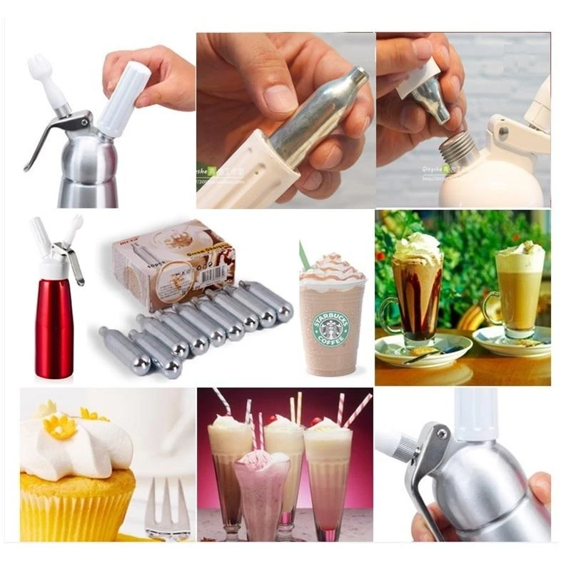 500ML Cream Dispenser Whipped Whipper Artisan Cream Whipper with Decorating Nozzles Made of Aluminum Bar Tool