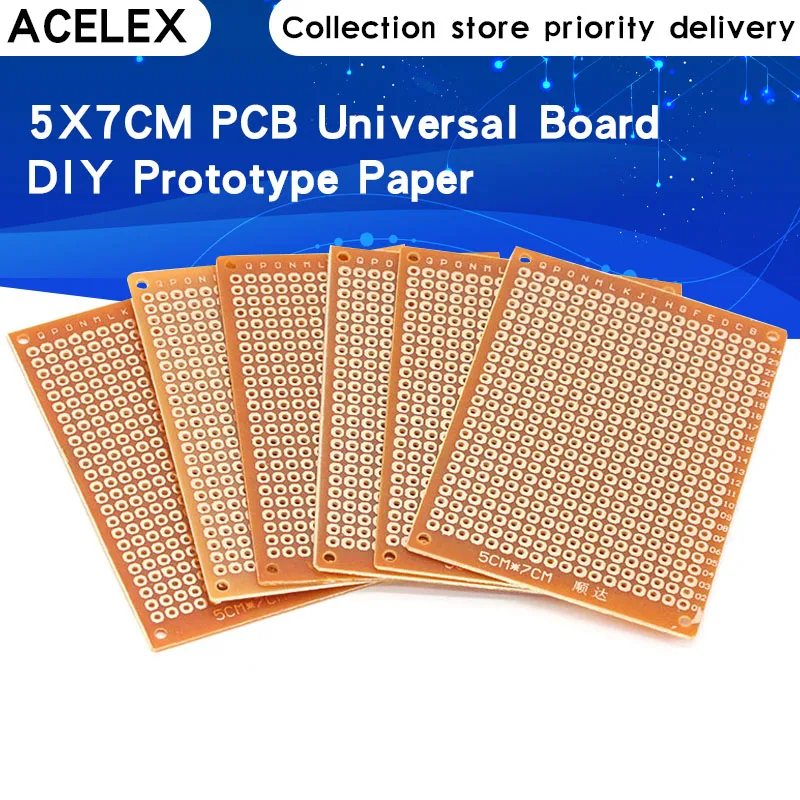 10 pces 5*7 pcb 5x7 pcb 5cm 7cm diy protótipo de papel pcb placa universal amarelo
