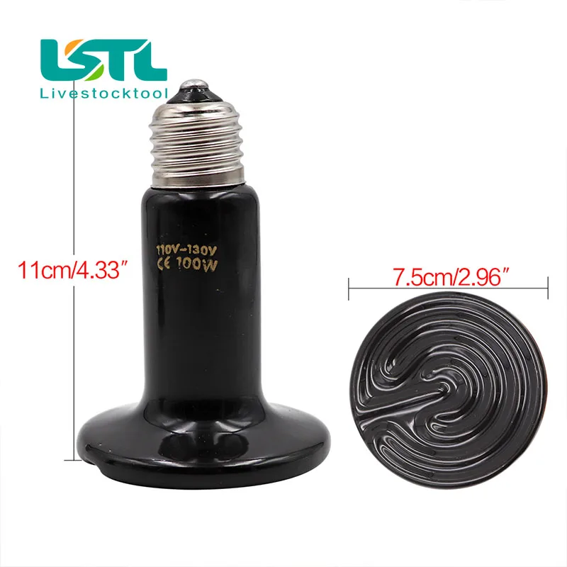 Pet Reptile Heating Bulb Infrared Ceramic Emitter Heat Lamps Pet Brooder Reptile Lamp 220V-240V 2 Pcs infrared lamp