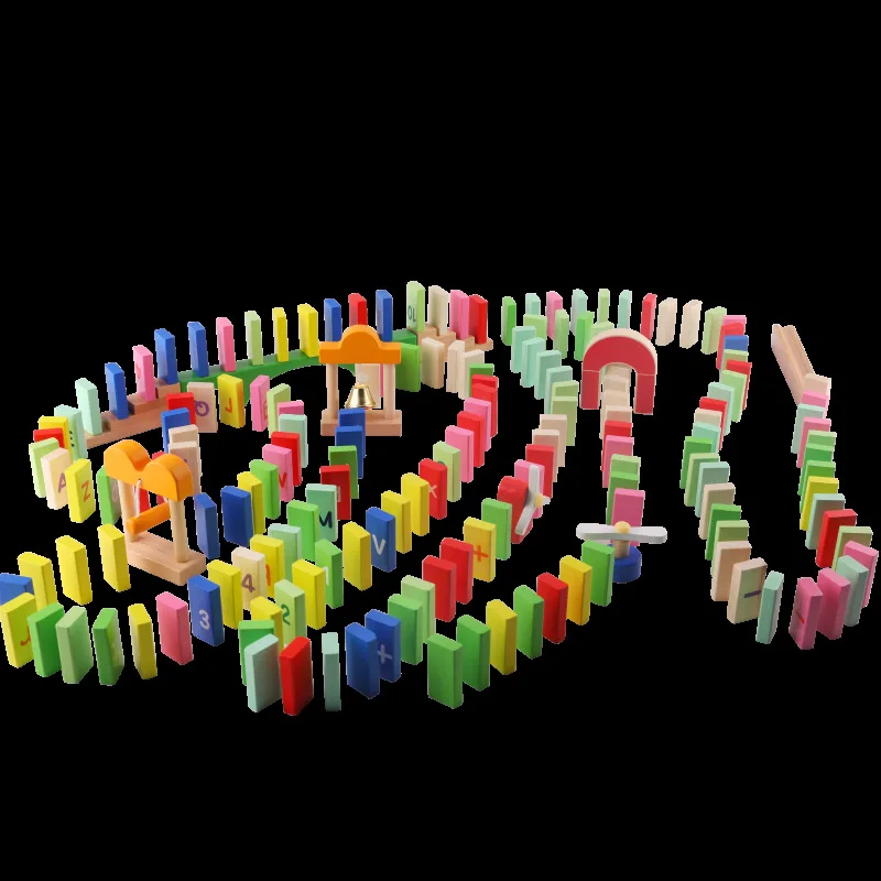 

Children'S Educational Wooden Toy 200pcs Colorful Switch Domino Set Adult Wooden Toy Large Size
