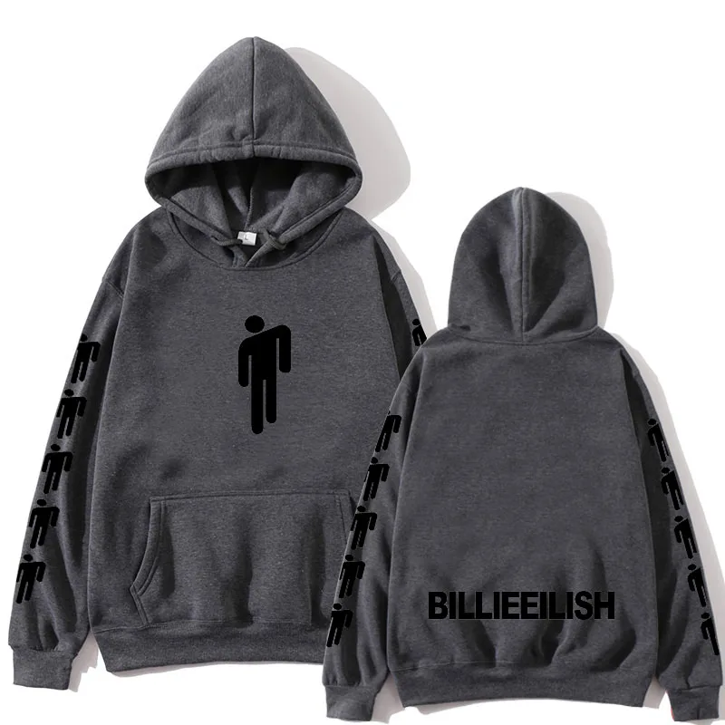 Dark gray Billie Eilish модные толстовки с принтом женские/мужские толстовки с капюшоном и длинным рукавом горячая Распродажа повседневные трендовые уличные толстовки - Цвет: Dark gray