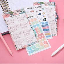 Étiquette autocollante Kawaii Scrapbooking, étiquette étiquette calendrier 2022, pour planificateur, carnet de notes, fournitures de bureau, DIY bricolage, 2 4 feuilles