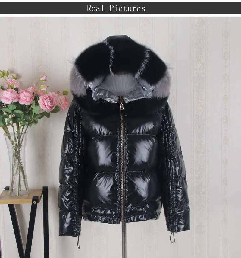 Real fur collar Down jacket Women Winter Hooded Loose Fashion Down coat Casual Thick warm Female Outwear Short YNZZU 9O065