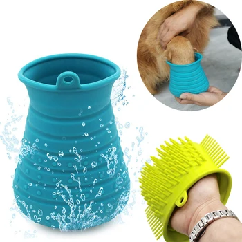 

HEYPET Soft silicone Dog Paw Washer Portable Comfortable dog paw cleaner Cup Dog Cats Grooming brush Glove Pet Hair Cleaning