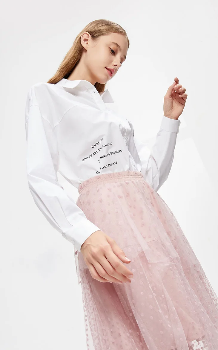 Vero Moda Новая женская хлопковая рубашка прямого кроя с принтом букв с открытыми плечами | 319305533