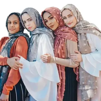 

Muslim Cotton Linen Scarf Ladies 2020 New Pure Color 90*180CM Tie-dyed Elegant Decoration High Quality Fashion Hijabs Shawls