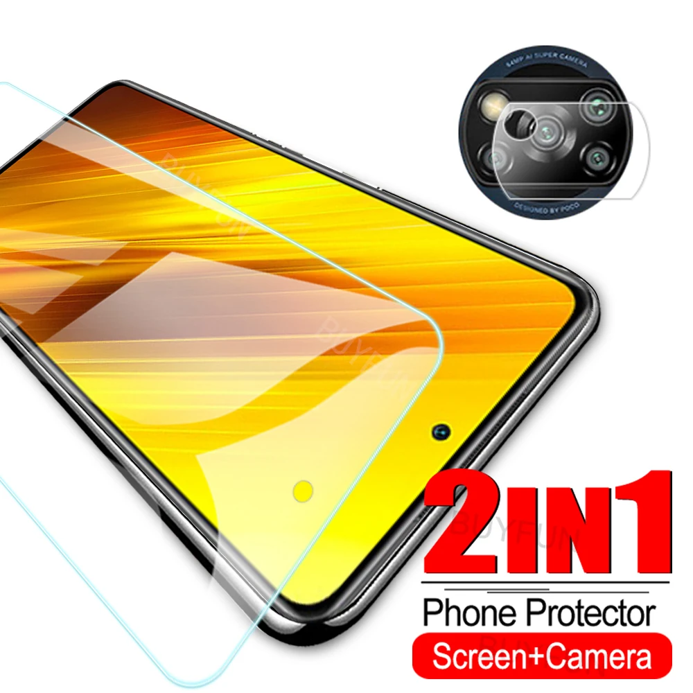 2 в 1 для передней панели + камера пленка Xiaomi Poco X3 NFC M3 X2 Защитные чехлы PocoX3 защитное