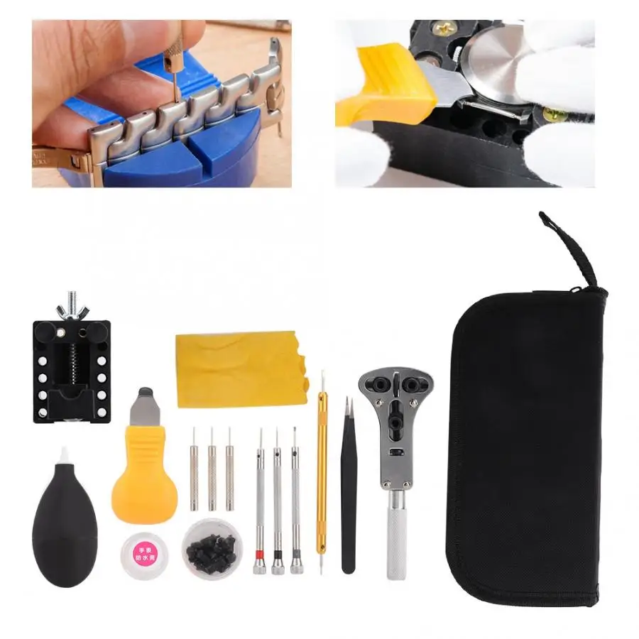 Профессиональный 15 шт. часы 3-кулачковый чехол ремешок отвертка для снятия крепежа набор часы ремонт инструмента для часовщиков