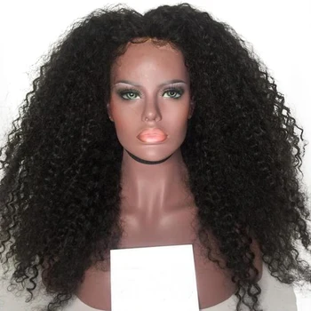 

DLM Long Black Kinky Curly Wig Heat Resistant Hair Black Afro Kinky Curly Synthetic Lace Front Wig For Black Women