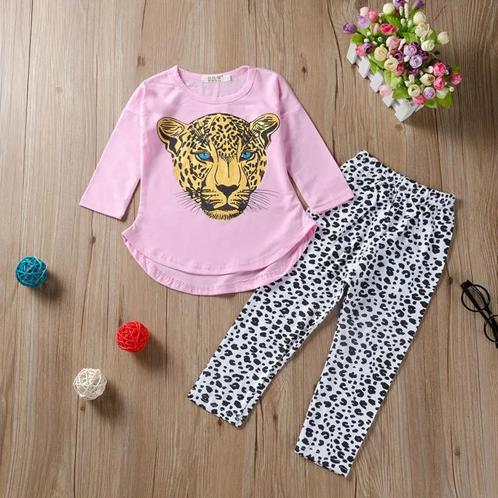 Мода 2019 одежда для малышей Одежда девочек с принтом Тигра богемный комплект roupa