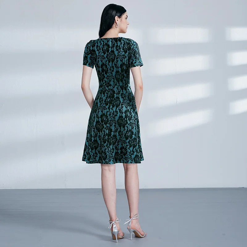 Skyyue коктейль с коротким рукавом платье О-образным вырезом до колена Vestido De Coctel цветочный принт халат коктейльное платье C450