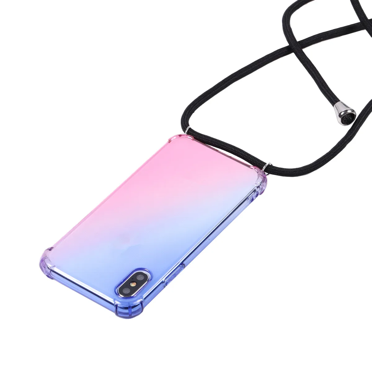 Радужный Прозрачный чехол для телефона aurora для iphone X Xs max XR 7 8 6 6s plus, ремешок на плечо, шнур, чехол, чехол - Цвет: B