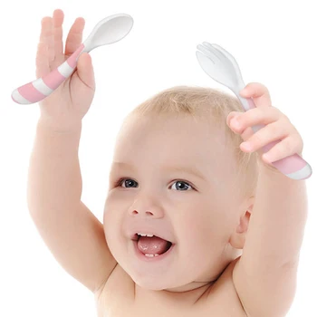 

Baby Eating Training Fork Spoon Set Infant Learning Eating Cutlery Tableware Set Food Supplement Spoon Baby Feeding Supplies