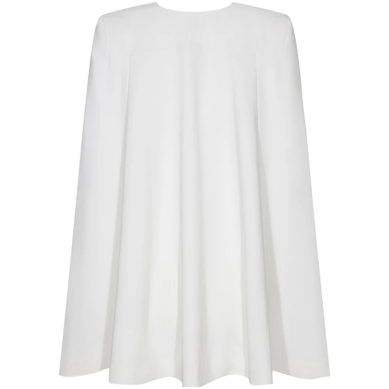 YIGELILA Autumn New Fashion White Coats V-neck Sleeveless Solid Single-breasted Long Coats Office Lady A-line Women Coats 91010