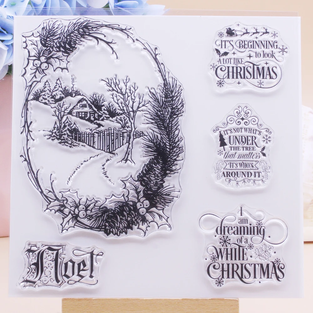 Alinacutle CLEAR STAMPS Merry Christmas Noel Scrapbook Card Album Paper Craft Rubber Transparent Silicon Clear Stamp