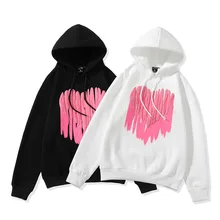 

Men's Fashion Love Printing Long-sleeved Hooded Sweater Oversized Casual Couples Men's Plus Velvet Hip-Hop Streetwear 2021 New
