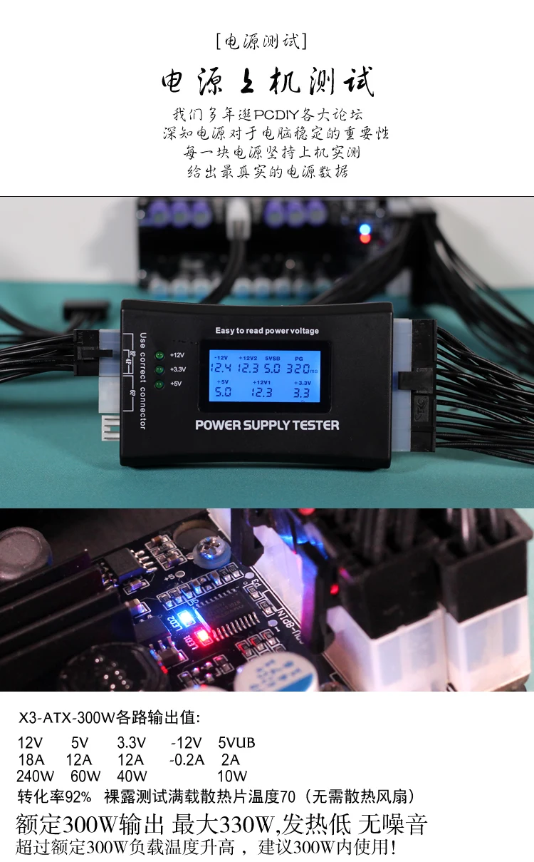 DIY Mute модернизированная DC-ATX панель питания компьютера X3-ATX-300W широкий модуль для ограничения напряжения и мощности