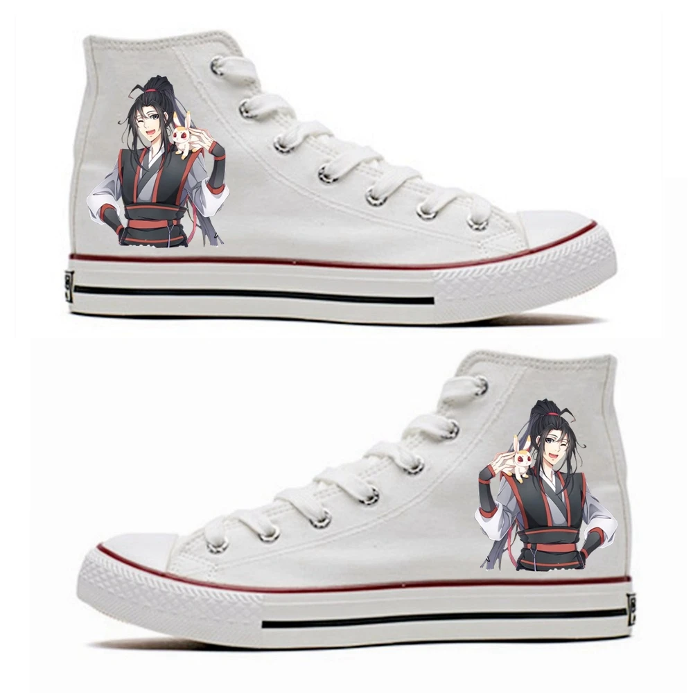 

White Unisex Anime Cosplay Mo Dao Zu shi Cartoon Cosplay Canvas Shoes Men Women Flats Lovers Caricature Fashion Student Shoes