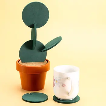 

1 Set Creative Combination Type Coaster Tableware Mats Cactus DIY Nonslip Heat Insulation Mat For Drink Holder Coffee Decoration