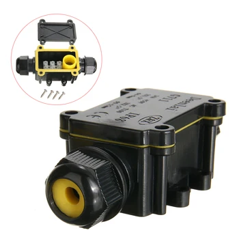 

Black Electrical Junction Box 2 Way Waterproof Junction Box For Outdoor Lighting Cable Protection Connector External Wiring IP68