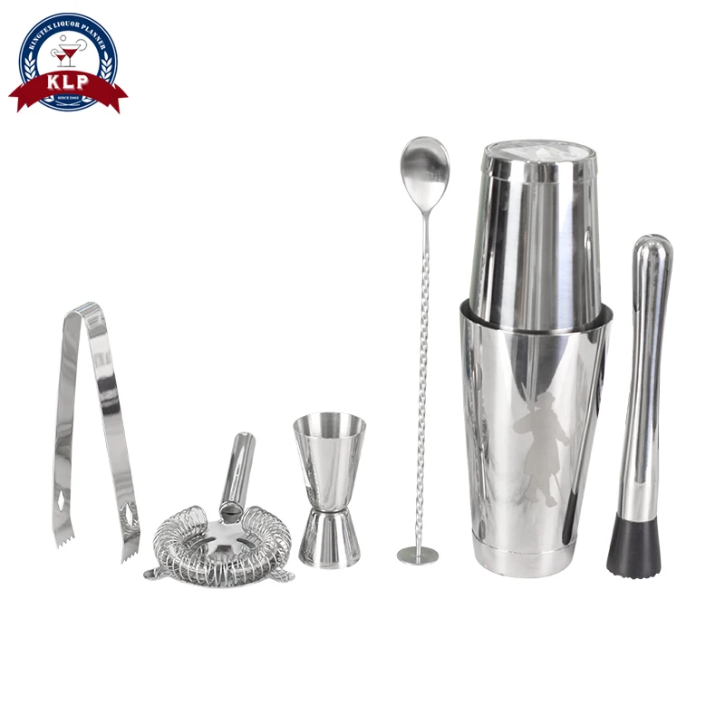 

6PCS Stainless Steel Cocktail Shaker Set Drink Boston Bartender Browser Kit Bars Set Professional Bartender Tool