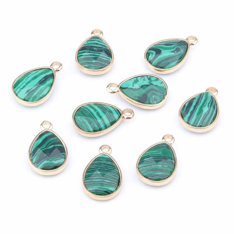 Malachite Натуральный камень воды подвеска в форме капли розы кварцз/тигровый глаз кулон DIY для ожерелья Аксессуары или ювелирных изделий - Окраска металла: Malachite