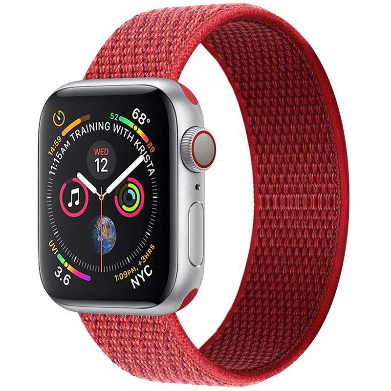 28 Red Ремешок для Apple Watch 44 мм 40 мм ремешок из нейлона iWatch Correa Series 5 4 3 2 Sport Loop 42 мм 38 мм браслет ремешок для часов аксессуары Новинка - Цвет ремешка: 28 Red