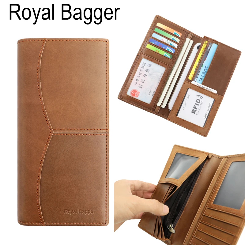 Coffee Royal Bagger, супер хит, новинка, Италия, натуральная коровья кожа, анти-RFID, Длинный кошелек для мужчин, бизнес, Повседневный, модный, кошелек для телефона - Цвет: Coffee