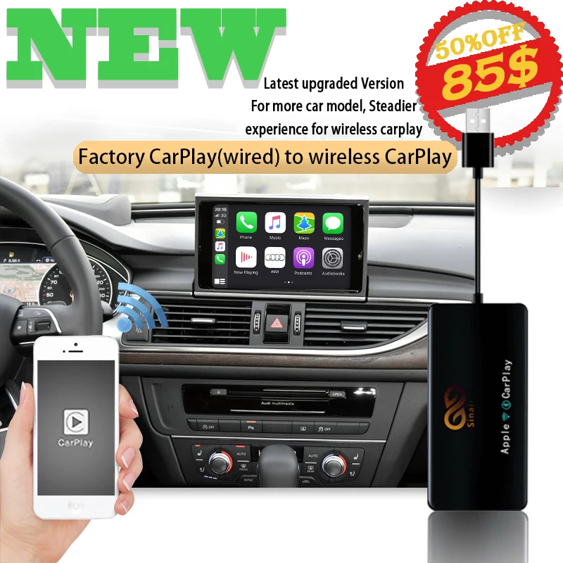 Sinairyu Apple беспроводной ключ Carplay для Audi A6 A8 A7 Q7 iOS навигация 2016-2020 Mini Airplay USB активатор