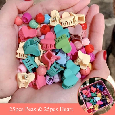 50pcs Peas Heart 10-100 шт./кор., новинка, заколка для волос с цветком, мультяшный горошек, заколки, корона, звезда, маленькие шпильки для волос, аксессуары для волос для девочек - Цвет: 50pcs Peas Heart