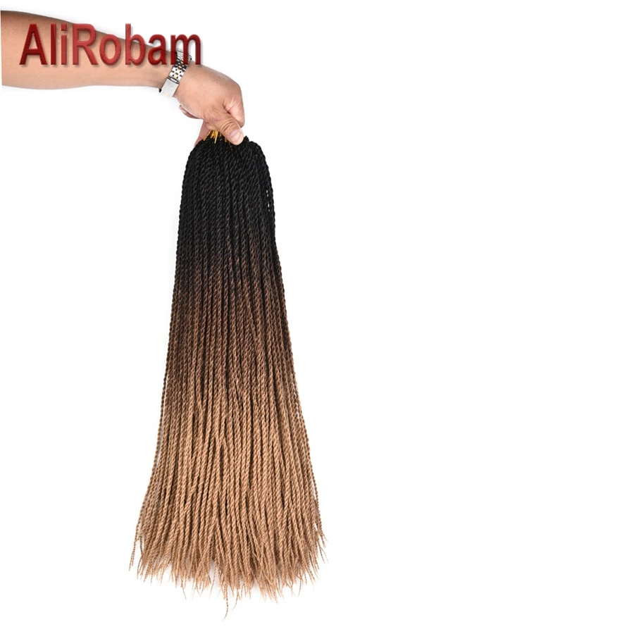 AliRobam крючком косички Сенегальские накрученные волосы Омбре коричневый афро-американский женский синтетический плетение волосы для наращивания 30 прядей/упаковка